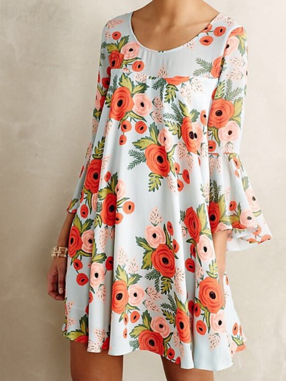 Paper Crown x Rifle Paper Co. for Anthropologie Fluttered Blooms swing dress